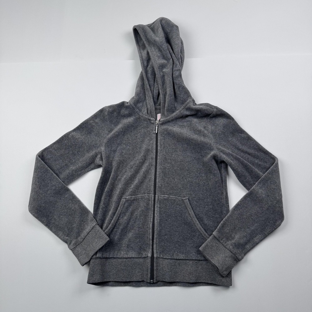 Juicy Couture Hoodie Girls Large 8/10 Gray Zip Up Glamorous JY000217